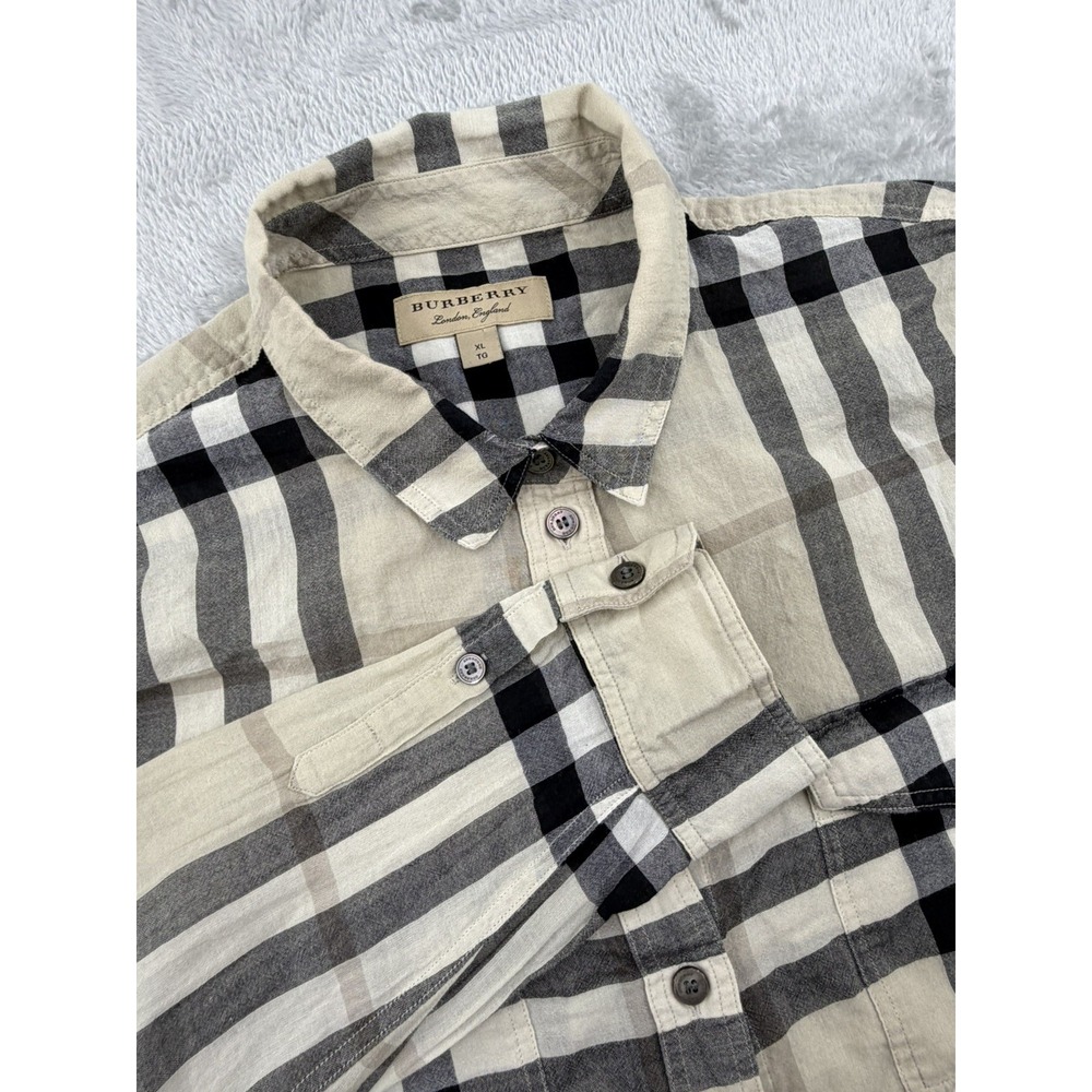 Burberry Classic Check Thin Button down Longsleeve Shirt Women's size XL Cotton
